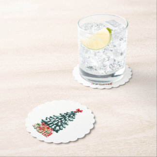Dessous-de-verre En Papier Joli sapin de Noël enneigé
