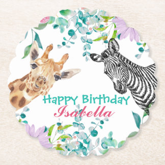 Dessous-de-verre En Papier joli zoo Giraffe animaux jungle Floral Anniversair