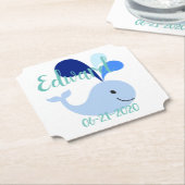 Dessous-de-verre En Papier Jolie Baleine Bleue (Incliné)