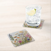 Dessous-de-verre En Papier Jolie broderie Fleur sauvage Pastel (En situation)