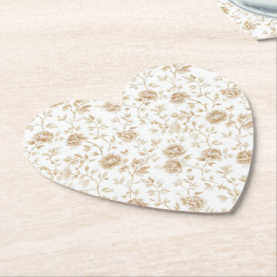 Dessous-de-verre En Papier Jolie douche de mariée florale crème blanche
