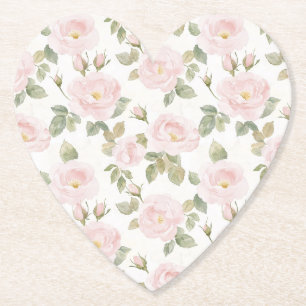 Dessous-de-verre En Papier Jolie Fête de Mariage Florale Roses Blanches Roses