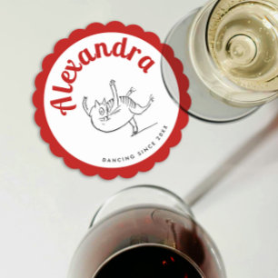 Dessous-de-verre En Papier Jolie Red And White Edward Lear Cat Dance Party