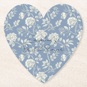 Dessous-de-verre En Papier Jolie Romantique Fleurs Crème Bleu Shower de Marié