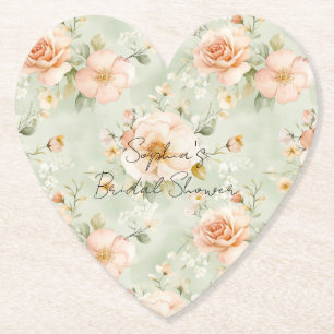 Dessous-de-verre En Papier Jolie rose pêche menthe florale douche de mariage