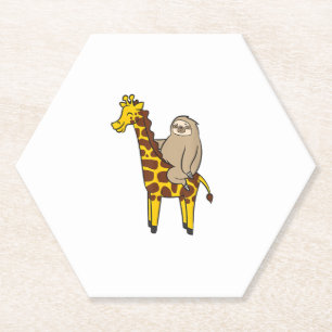 Dessous-de-verre En Papier Jolie Sloth équitation sur Giraffe Love Giraffes e