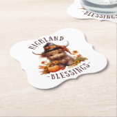 Dessous-de-verre En Papier Jolie vache Highland Thanksgiving Bénédictions (Incliné)
