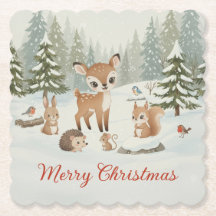 Jolis cerfs et animaux de la forêt Joyeux Noël