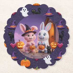 Dessous-de-verre En Papier Jolis lapins d'Halloween Trick or Treat assiette e