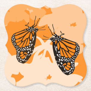 Dessous-de-verre En Papier Jolis papillons monarques orange espiègles