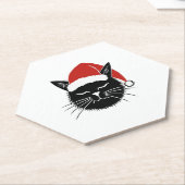 Dessous-de-verre En Papier Jote Père Noël Amoureux des chats Noël Hommes Femm (Incliné)