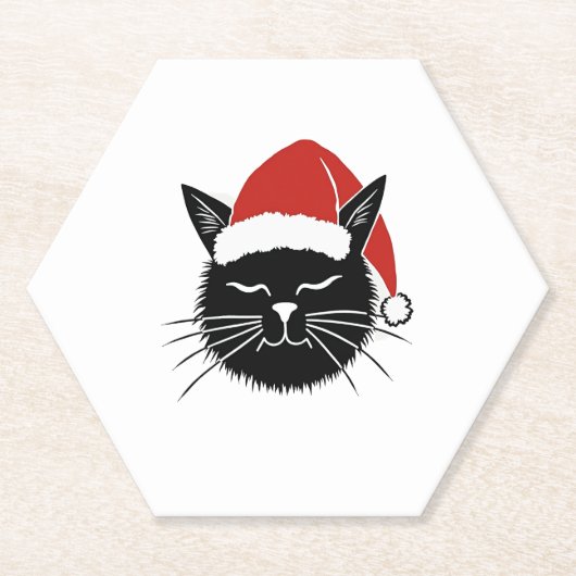 Dessous-de-verre En Papier Jote Père Noël Amoureux des chats Noël Hommes Femm (Devant)