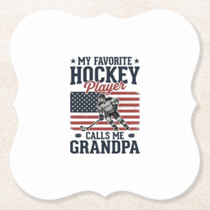Dessous-de-verre En Papier Joueur de hockey préféré m'appelle grand-père vint