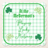Dessous-de-verre En Papier Jouez aux Mahjong Shamrocks aquarelle chanceux (Devant)