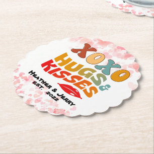 Dessous-de-verre En Papier Jour de Valentines Gras XOXO Hugs & Kisses