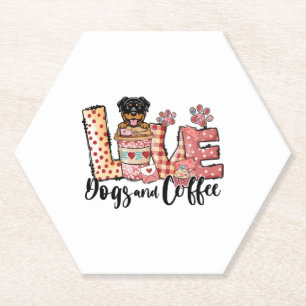 Dessous-de-verre En Papier Jour des Valentines du chien de Rotweiler Coffee L