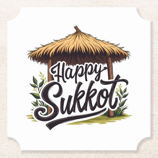 Dessous-de-verre En Papier Joyeuse fête juive Sukkot Hanoukka (Devant)