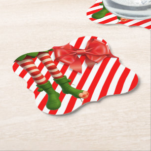 Dessous-de-verre En Papier Joyeuses jambes de lutin de Noël   Méfaits du Pôle