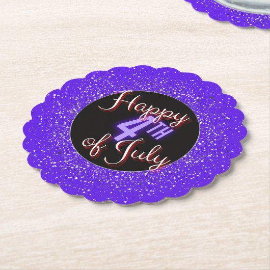 Dessous-de-verre En Papier Joyeux 4 juillet brillant rouge blanc & bleu (Incliné)