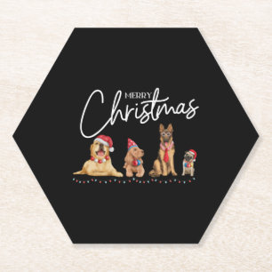 Dessous-de-verre En Papier Joyeux Amoureux des chiens de Noël