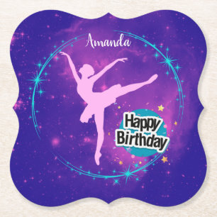 Dessous-de-verre En Papier Joyeux anniversaire Ballerina Galaxy Personnalisé