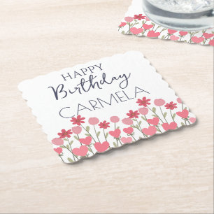 Dessous-de-verre En Papier Joyeux Anniversaire Colorful Spring Flowers and He