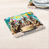 Dessous-de-verre En Papier Joyeux anniversaire de Meerkat, (Incliné)