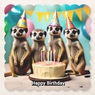 Dessous-de-verre En Papier Joyeux anniversaire de Meerkat,