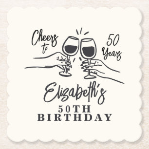 Dessous-de-verre En Papier Joyeux Anniversaire Dessiné à la Main pour 50 Ans