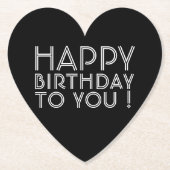 Dessous-de-verre En Papier "Joyeux Anniversaire Pour Vous !" Noir & Blanc (Devant)
