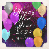 Dessous-de-verre En Papier Joyeux ballon du Nouvel An (Devant)