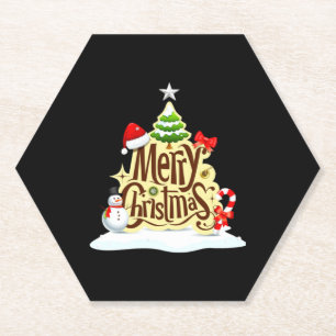 Dessous-de-verre En Papier Joyeux bonhomme de neige de Noël Débardeur d'hiver
