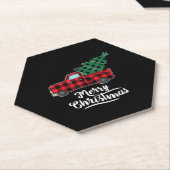 Dessous-de-verre En Papier Joyeux Buffalo de Noël Plaid Arbre de Noël Rouge (Incliné)