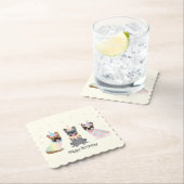 Dessous-de-verre En Papier Joyeux Bulldogs français (En situation)