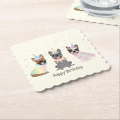 Dessous-de-verre En Papier Joyeux Bulldogs français (Incliné)