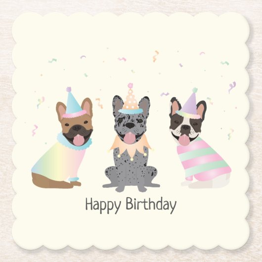 Dessous-de-verre En Papier Joyeux Bulldogs français (Devant)