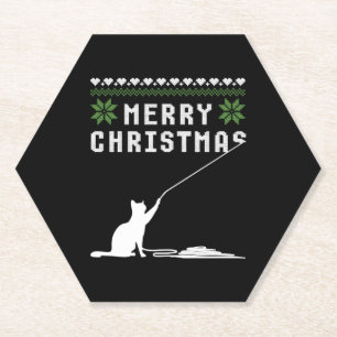 Dessous-de-verre En Papier Joyeux chat de Noël Douille moche