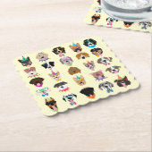 Dessous-de-verre En Papier Joyeux Chien d'Anniversaire Face À Des Animaux Vai (Incliné)