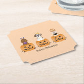 Dessous-de-verre En Papier Joyeux Chiens D'Halloween En Citrouille (Incliné)