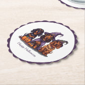 Dessous-de-verre En Papier Joyeux Chiens sorciers Halloween Dachshund (Incliné)