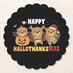 Dessous-de-verre En Papier Joyeux Hallothanksmas Beaver Beaver Christmas Beav