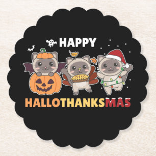 Dessous-de-verre En Papier Joyeux Hallothanksmas Cat Christmas Elephant Papie