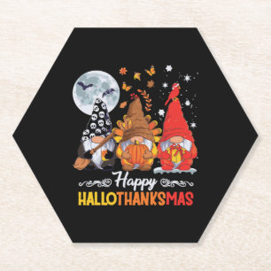 Dessous-de-verre En Papier Joyeux Hallothanksmas Gnomes Halloween Thanksgivin