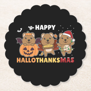 Dessous-de-verre En Papier Joyeux Hallothanksmas Quokkas Christmas Quokka