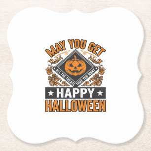 Dessous-de-verre En Papier Joyeux Halloween Citrouille Traitements Vintage