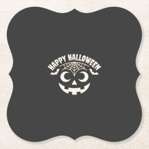 Dessous-de-verre En Papier Joyeux Halloween Citrouille Visage Design_1