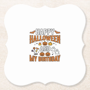Dessous-de-verre En Papier Joyeux Halloween Et Mon Anniversaire Design Vintag