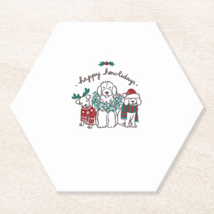 Dessous-de-verre En Papier Joyeux Howlidays Funny Chien cadeau de Noël