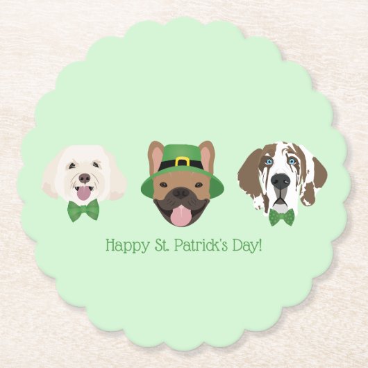 Dessous-de-verre En Papier Joyeux Jour de la Saint Patrick Dog Visages (Devant)