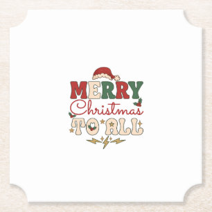 Dessous-de-verre En Papier Joyeux Noël à tous Chapeau de Père Noël Étoiles de
